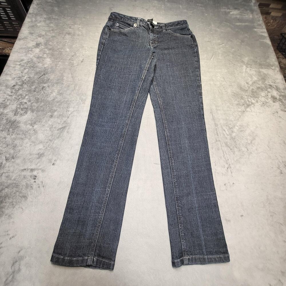 Mixit Jeans Womens 8 Blue Straight Slim Mid Rise Dark Wash Stretch